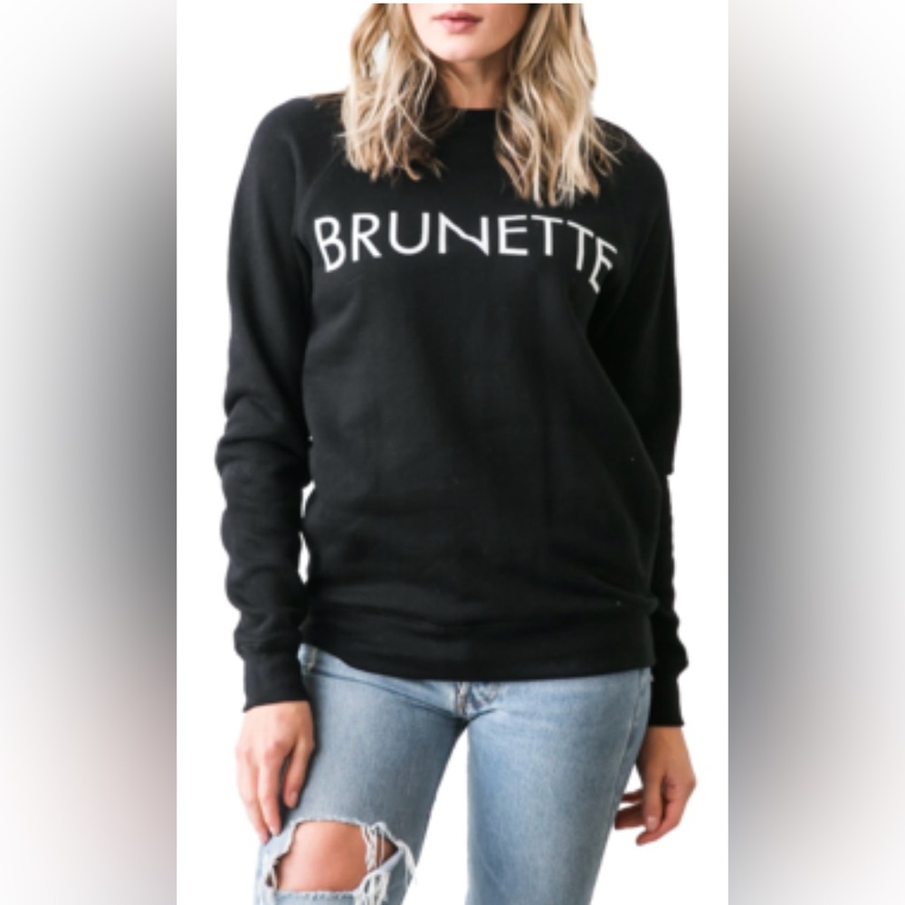 Brunette The Label Black Sweatshirt with Silver Text XS/S